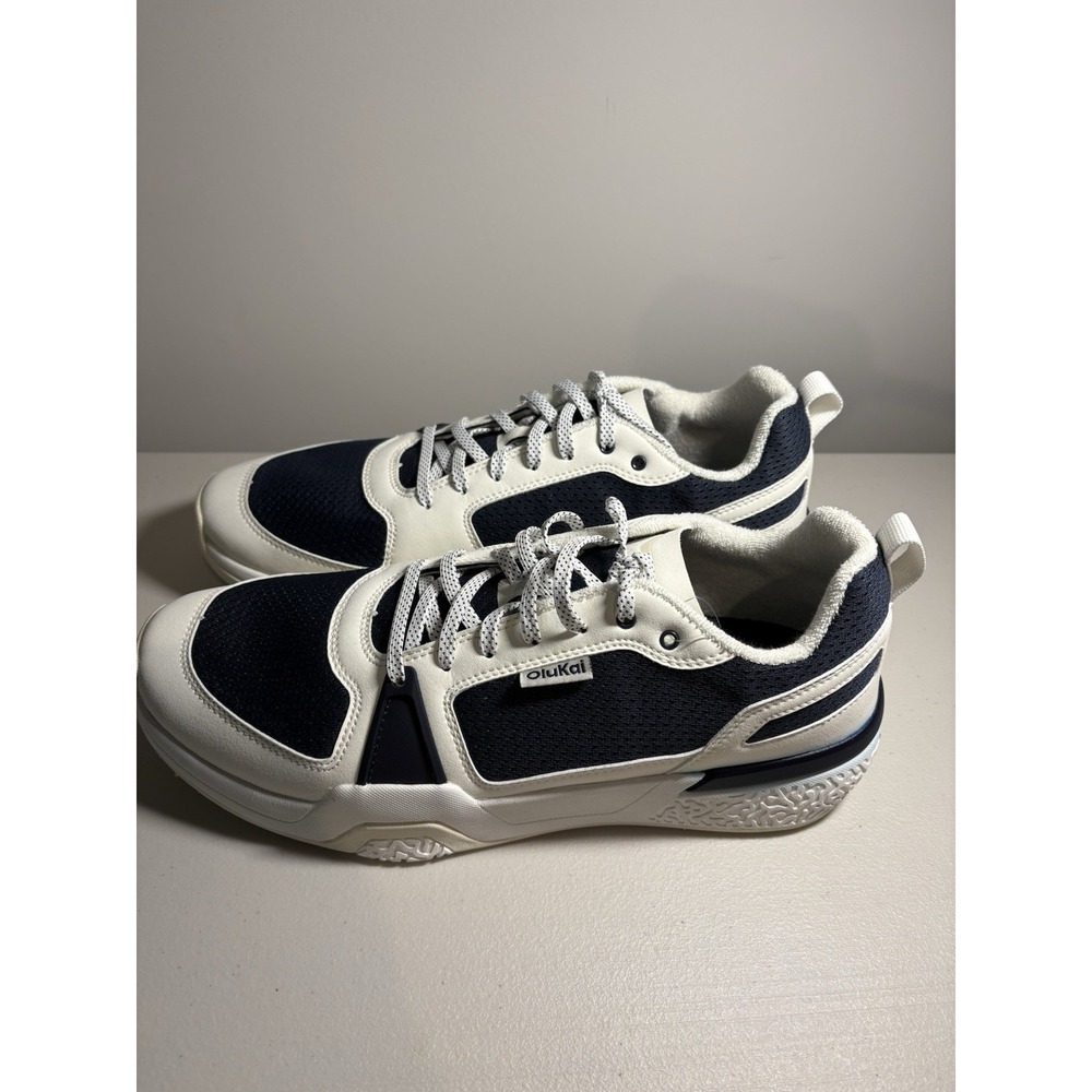 OluKai 'Anau Mens Size 11.5 Mood Indigo Blue White Pickleball Court Casual Shoes